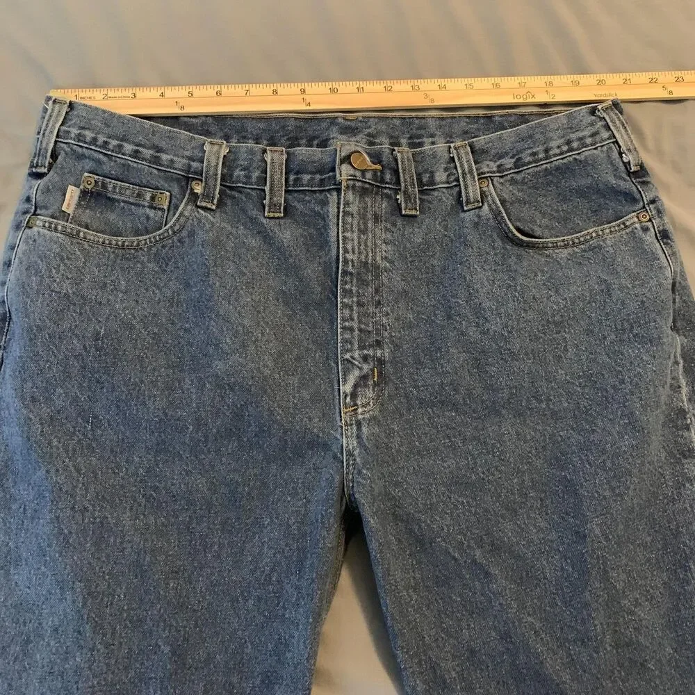 Carhartt Jeans Mens 44x32 Blue Wash Straight Leg Traditional Fit Denim Pants‎